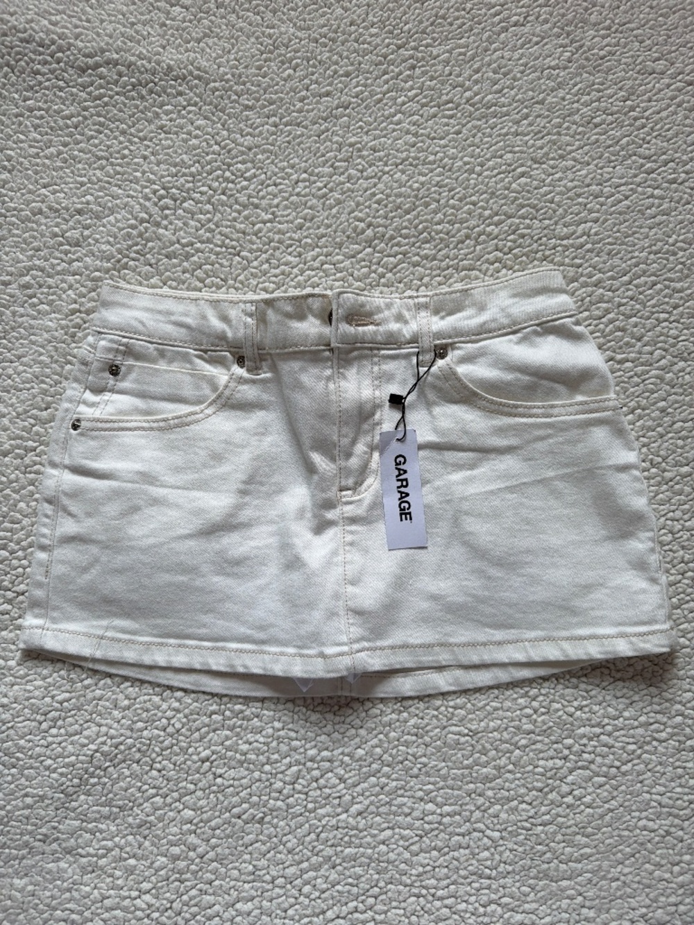Garage white denim skirt